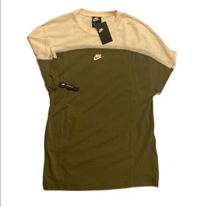 NIKE (Women’s) Olive Green + Cream Mesh Loose Fit T-shirt